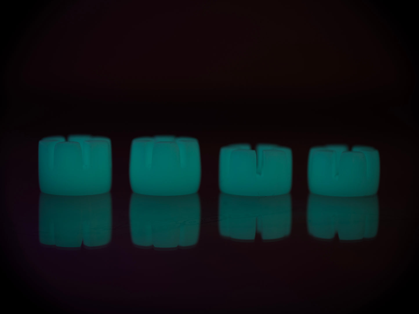Invisible Aqua HyperGlow Tallboy and Shorty Crowns