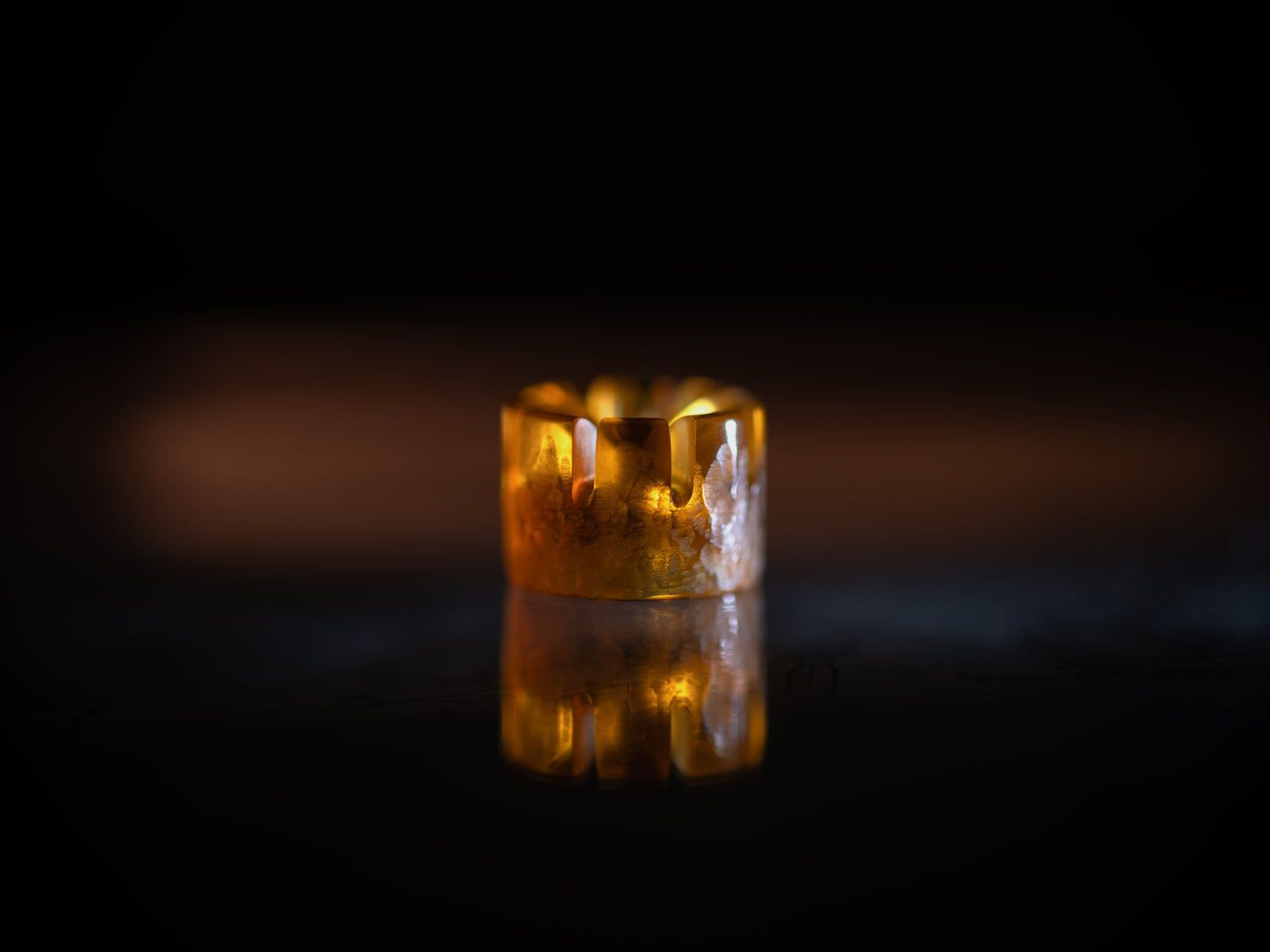 Large Hand Scalloped Ultem Crown with Polished Crenellations