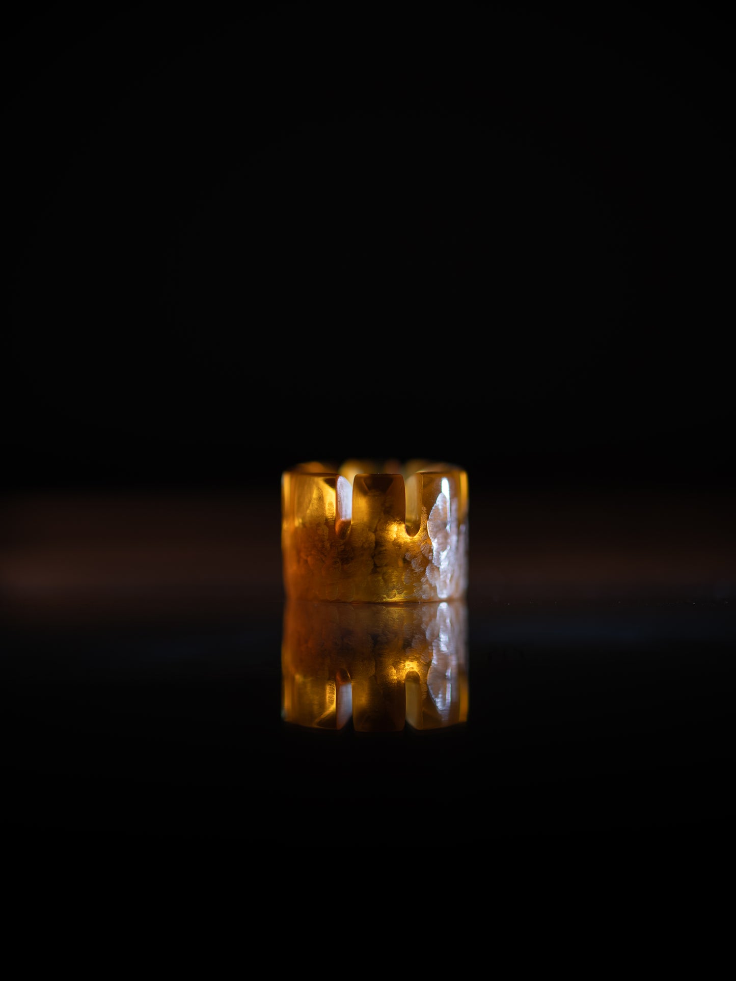 Large Hand Scalloped Ultem Crown with Polished Crenellations